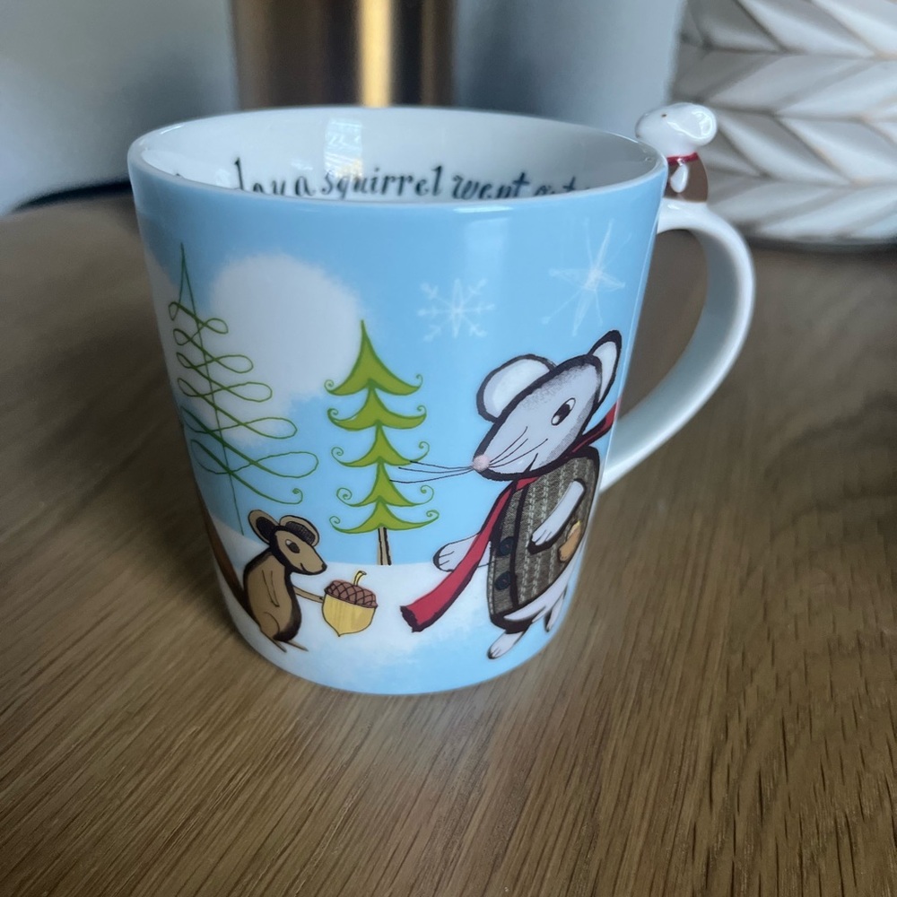 Starbucks Blue Holiday Mug with Mouse and Squirrel Design 2010